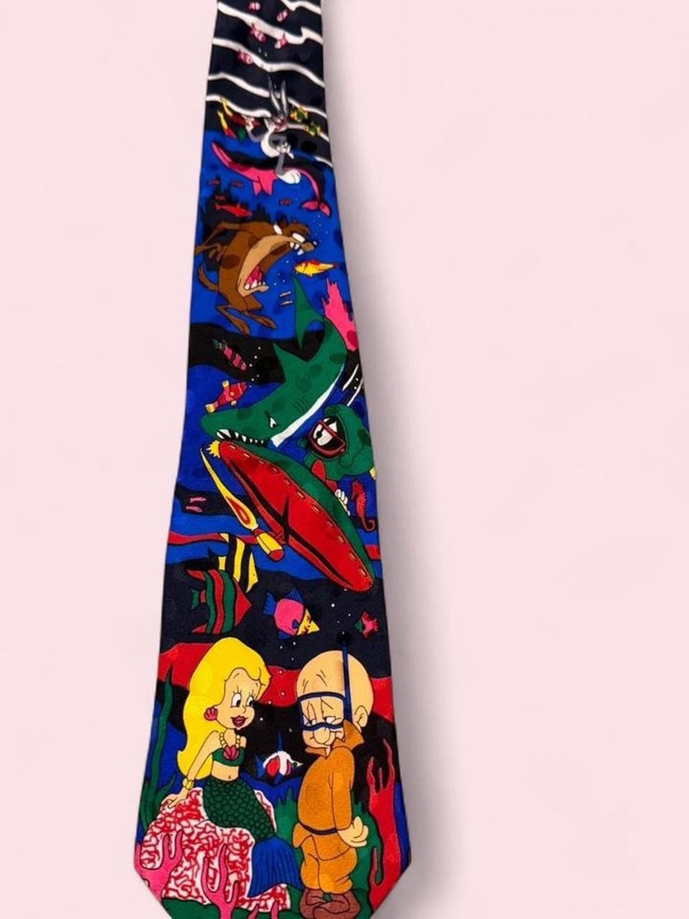 Warner Bros. Looney Tunes Blue Novelty Tie with Red and Yellow Accents